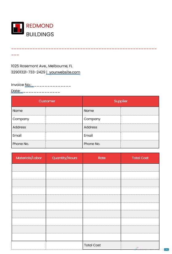 Download Editable Construction Invoice Template Photoshop template
